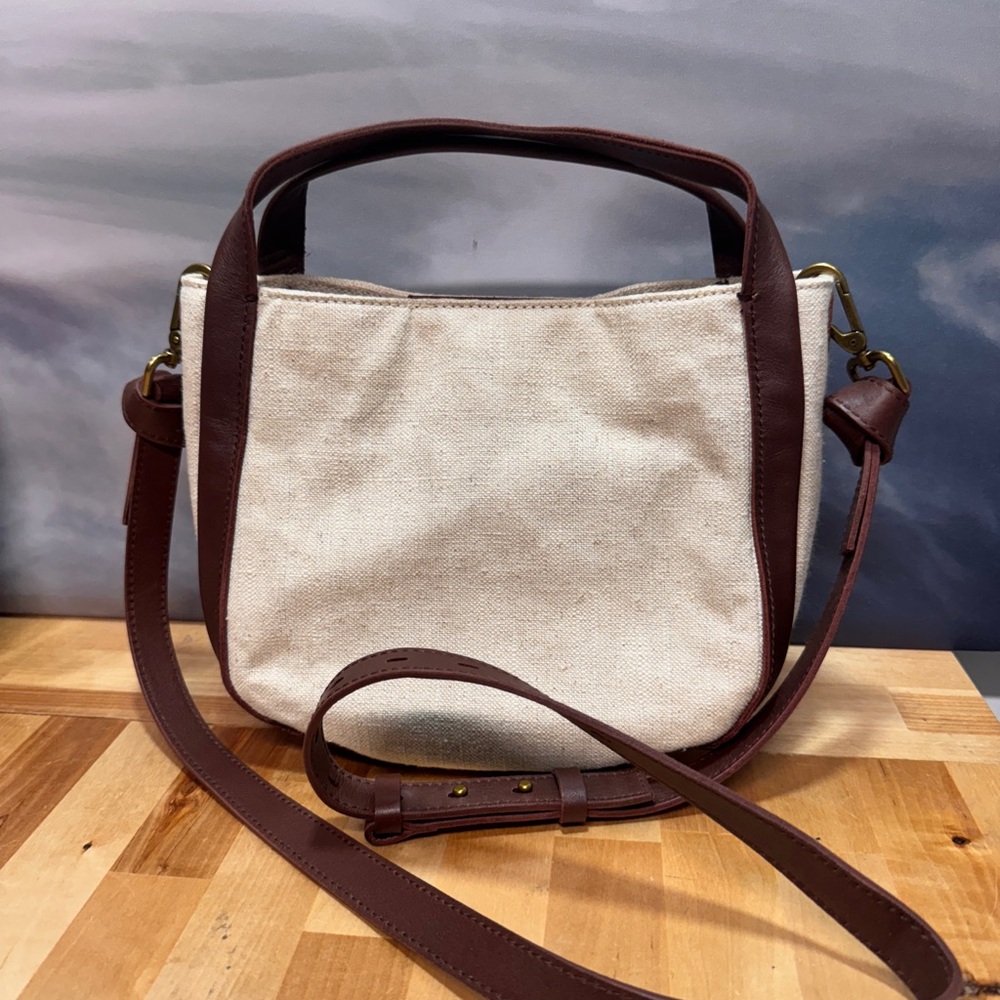 Madewell Cream and Brown Crossbody Bag